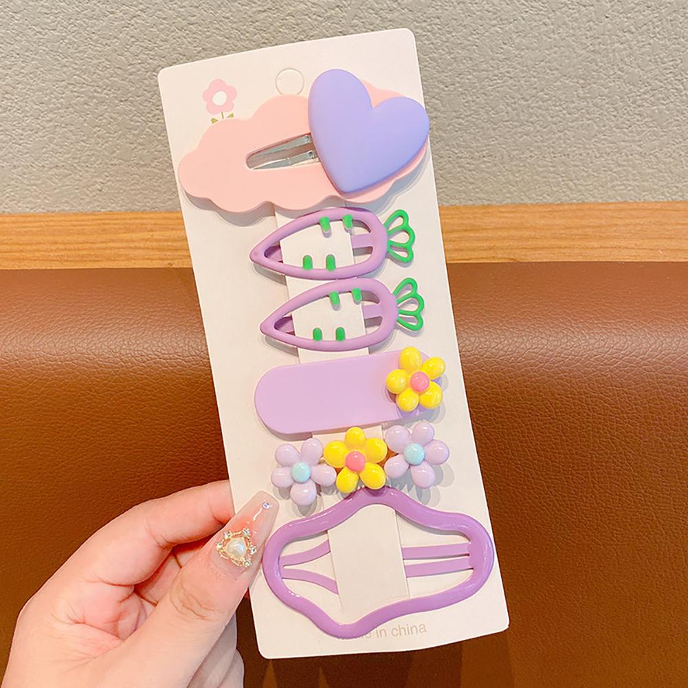 

6 шт./компл. разноцветные заколки для волос с цветами, заколки для волос, милые мультяшные головные уборы, аксессуары для укладки волос для детей фиолетовый