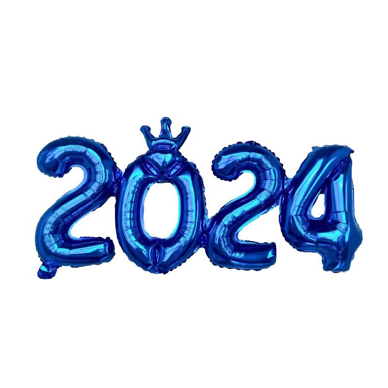 2024 New Year's Decoration Balloon 16 Inch Siamese Numbers Aluminium Film Balloon Company Anniversary Celebration Family Gathering Balloon