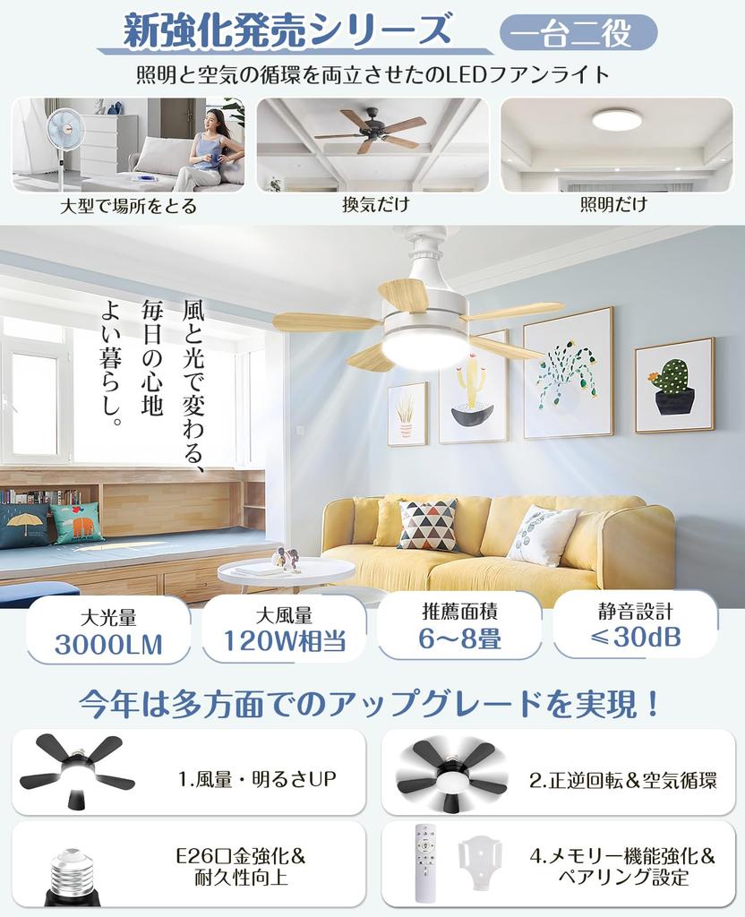 ONRIU Deckenventilatorleuchte [Kompakt, Vorwärts-/Rückwärtslauf, Heizbetrieb] LED-Ventilatorleuchte, 28W, 3000lm, E26, Stufenlose Dimmung und Farbanpassung, 3 Ventilatorflügel