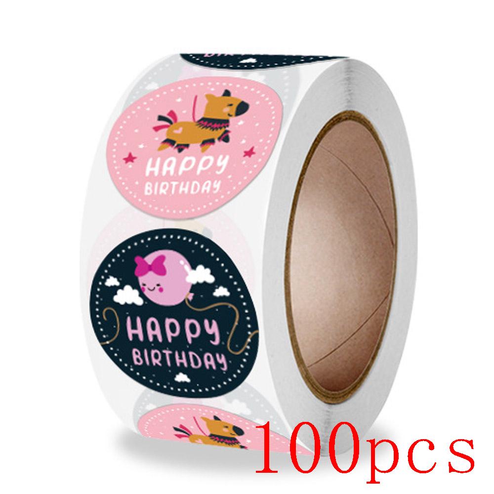 50-500Pcs Round Happy Birthday Stickers For Party Decor Envelope Sealing Label Gift Packing Adhesive Sticker Greeting Card Label