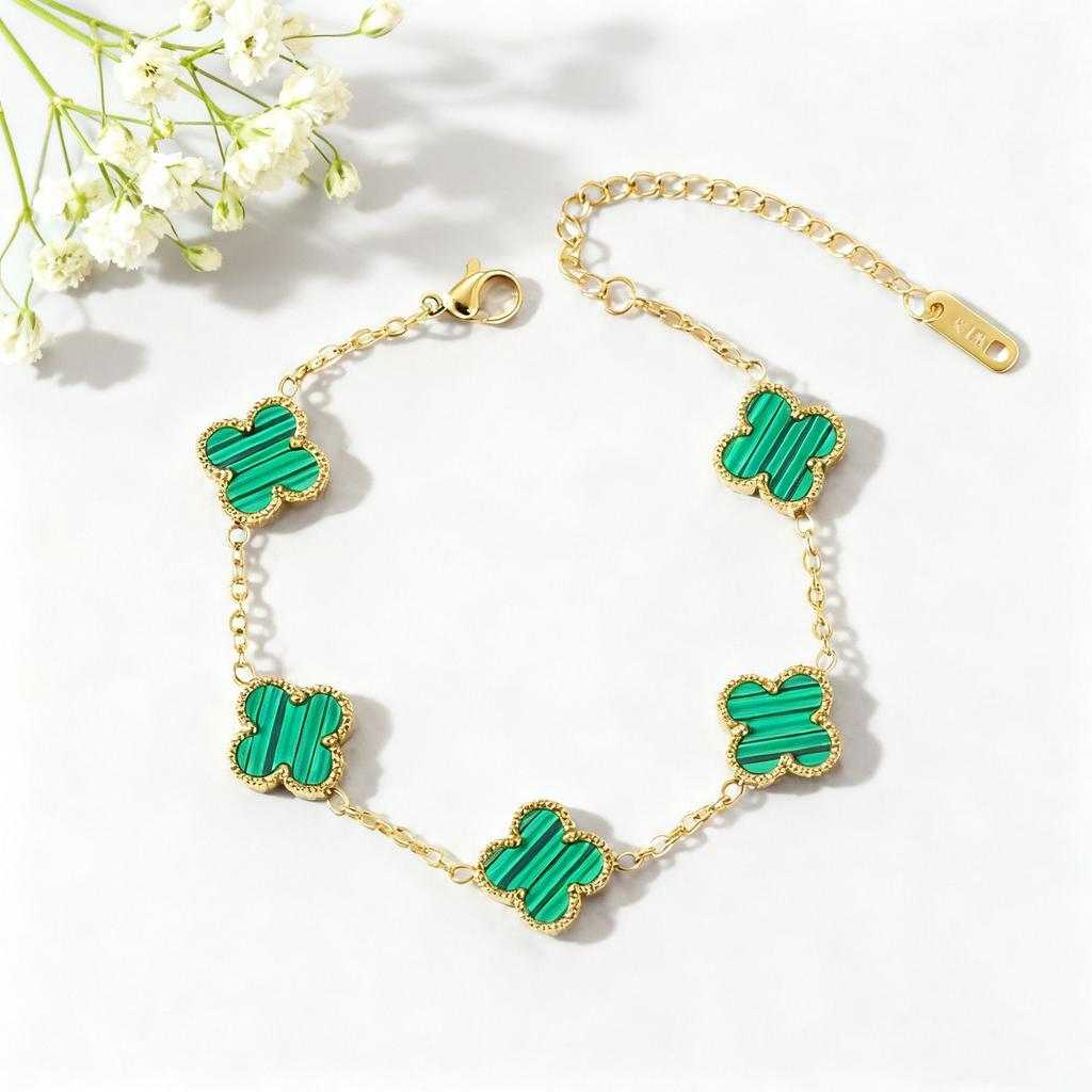 Titanium Steel Four-leaf Clover Bracelet Non-fading Double-sided Bracelet Classy Four-leaf Clover Bracelet