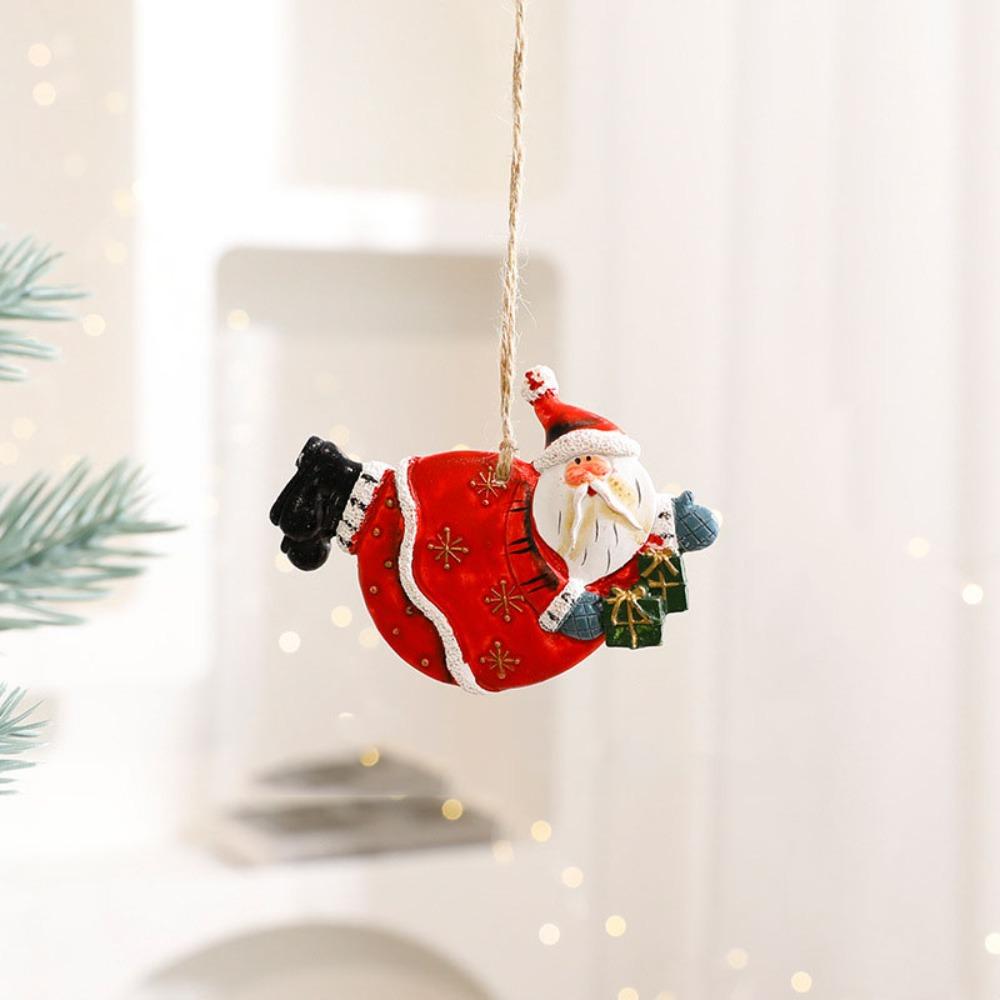 Resin Christmas Tree Hanging Ornament Snowman Xmas Pendant Festive Ornaments