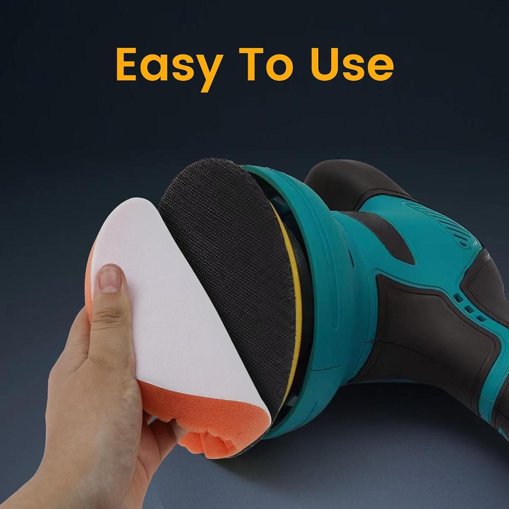 Buffing Polishing Pads 6 Inch - 7Pcs Foam Pad Kit with Hook and Loop for Car Buffer, Compound Cutting Sponge and Wool Polishing Pad Set for