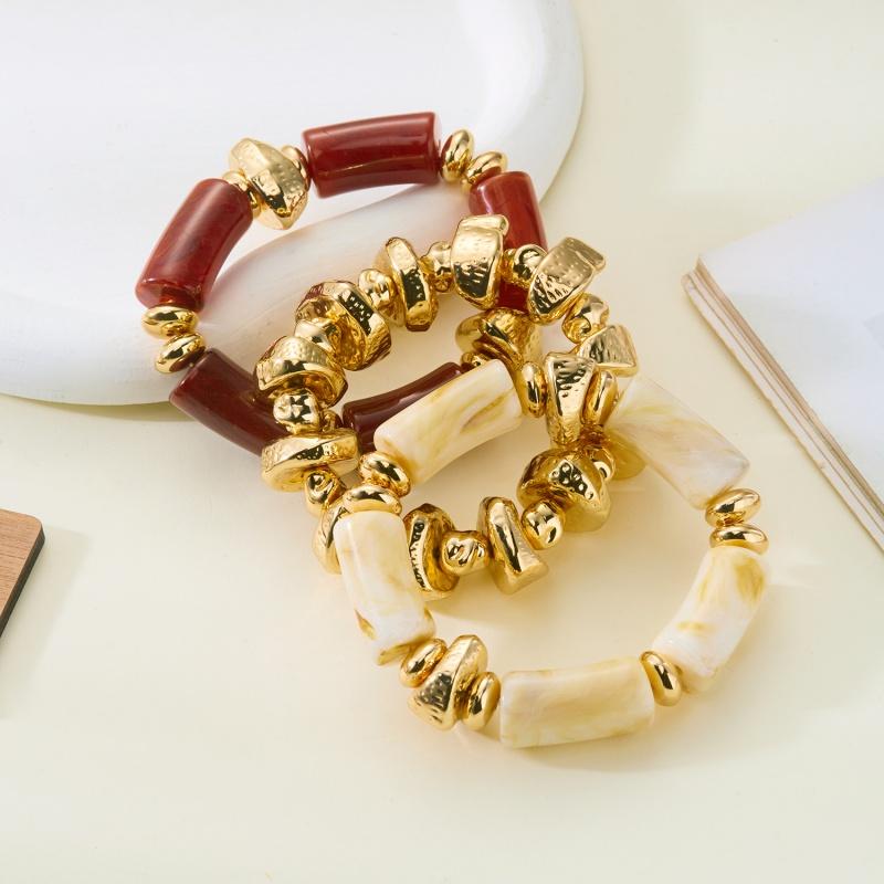 Handmade Imitation Pearl Beaded Bracelet Set for Women Exaggerated Acrylic Multilayer Stretch Bracelet Party Jewelry Accessories
