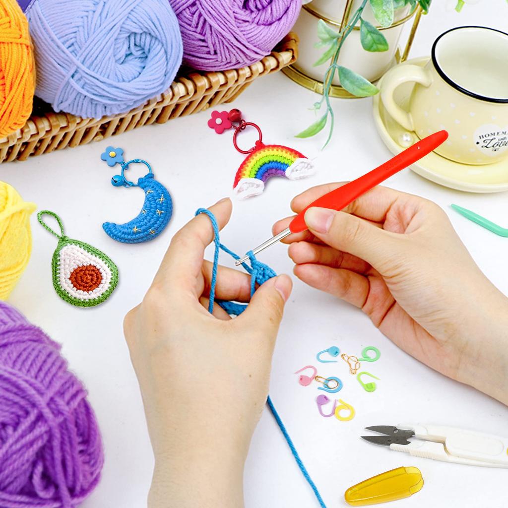 Inscraft Crochet Kit 20 Colors Acrylic Yarn 105 Pcs Bundle for Beginners & Pros