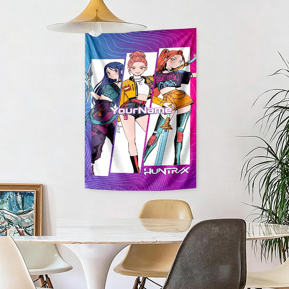 Demon Hunter Girls Custom Your Name Wall Decor Tapestry Art For Pet Memorial Birthdaywedding Party Backdrop Family Gift