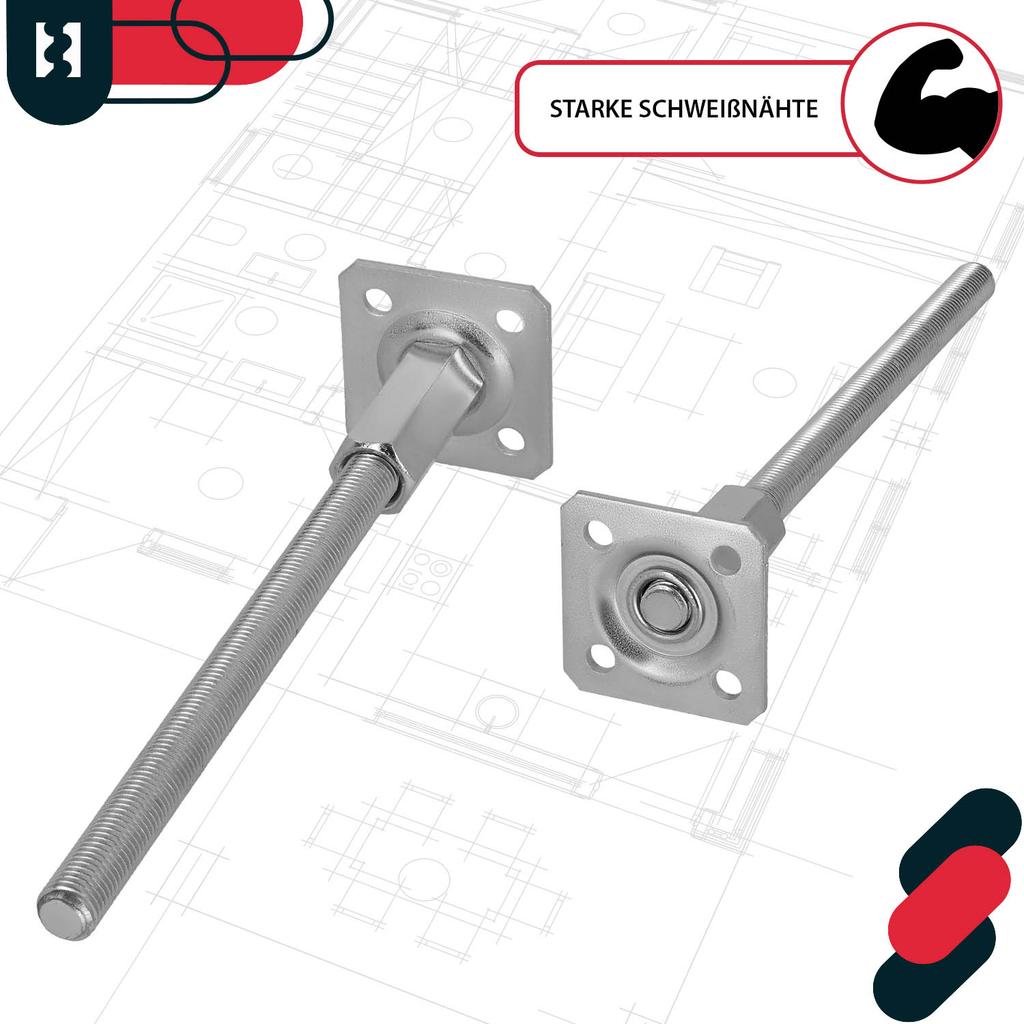 KOTARBAU® Vertically Adjustable Steel Post Base Anchor for Gazebos, Shelters, Fences 80 x 330 mm Set of 2