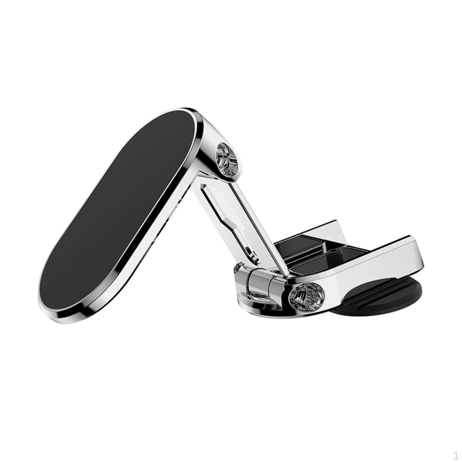 Magnetic Car Phone Holder Alloy Home Adjustable Rotatable Portable Universal Black Argent