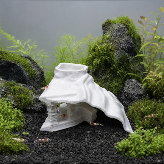 Vintage Temple Aquarium Hideout, 3D Printed Fish Tank Cave Tunnel, Under Gravel Fish Tunnel for Shrimp Corydoras Pleco