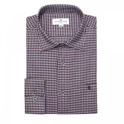 Wrinkle Free Regular Fit Sports Flannel Wine Gray Check Shirt Cdcy4c6404r0