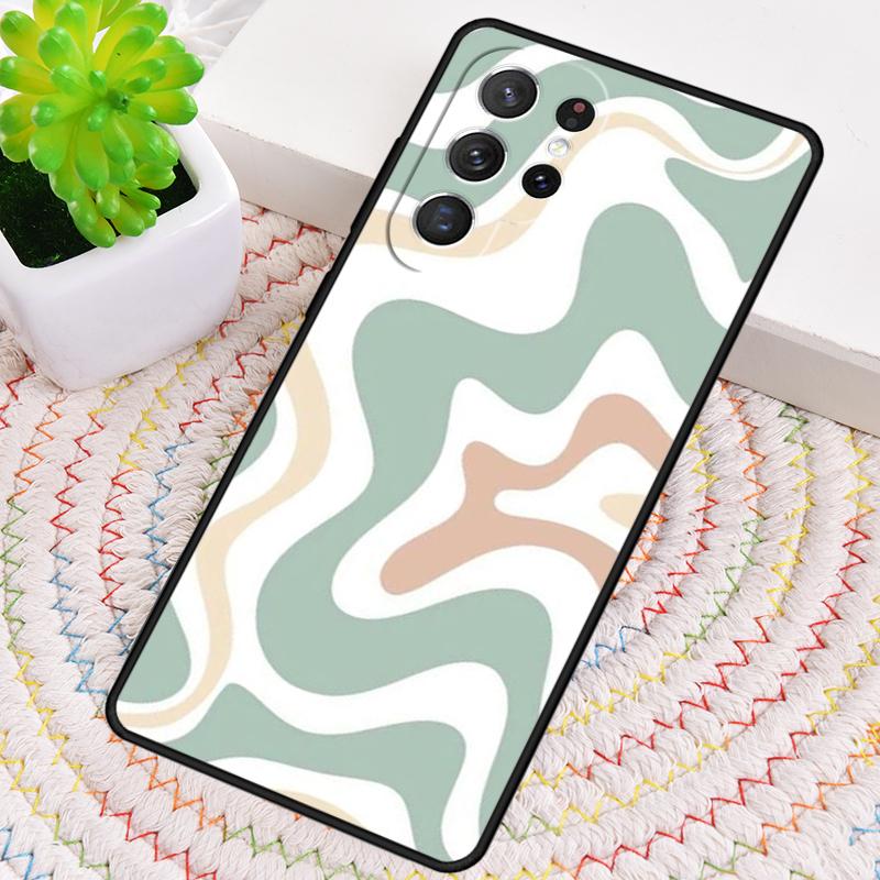 Liquid Swirl Abstract Beige Sage Green soft Phone Case For Samsung Galaxy note 10 pro S26 S25 S24 S23 S22 S21 Plus Ultra Cover
