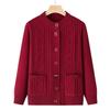 Roter Strick-Cardigan mit langen Ärmeln für Mütter - Eleganter Herbstpullover für Frauen mittleren Alters