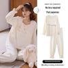 Women's Cotton Pajama Set with Chest Pads - Long Sleeve Cute Princess Style for Spring, Autumn, Winter