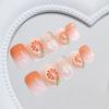 Orange Yellow Gradual Change Orange Bow Fine Flash Sweet Girl Removable Manicure Pieces 24 Pieces