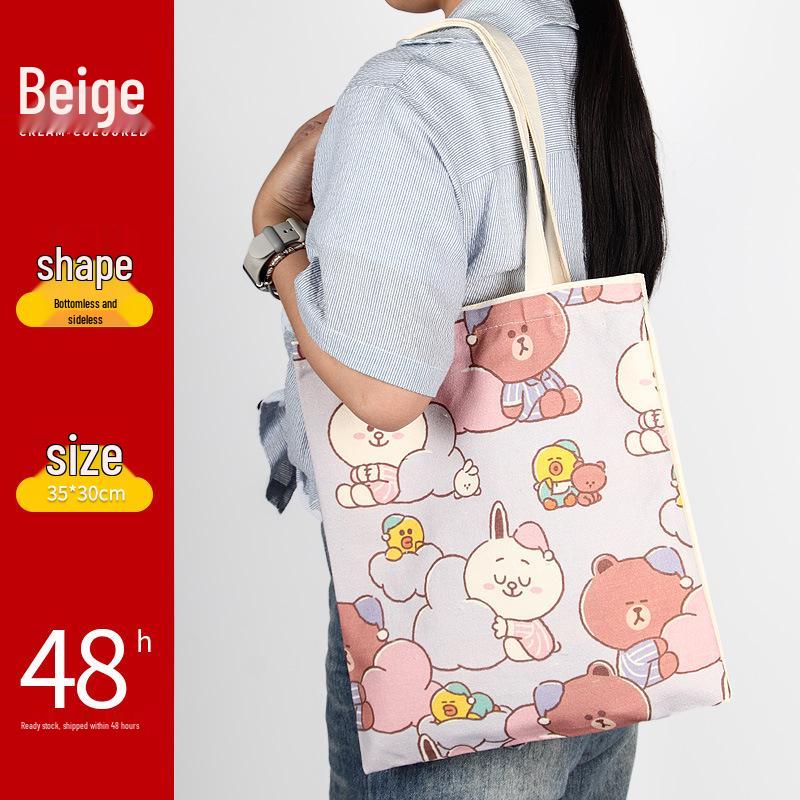 Black Canvas Tote Bag with Logo Print - Eco-friendly for Students