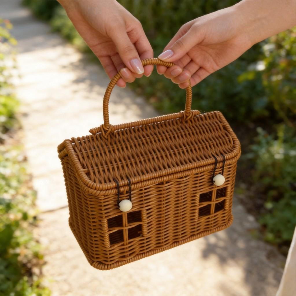 Modern Minimalist Handwoven Basket With Pp Material For Storage And Organizer Use