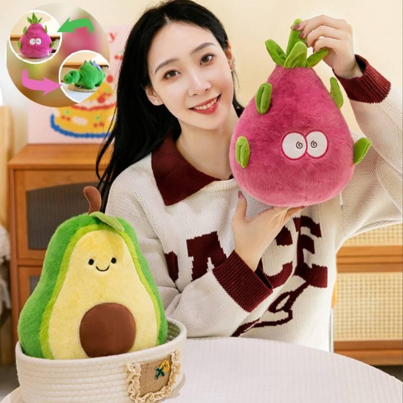 Flip Creative Plush Toy Pitaya Into Dinosaur Doll Avocado Into Cow Gift Birthday