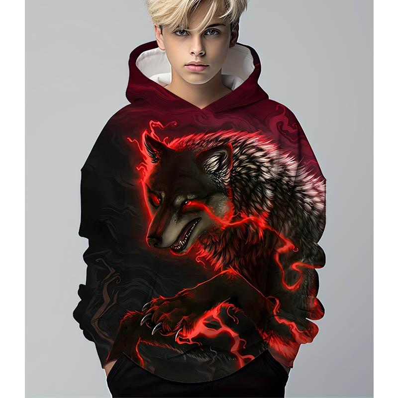 

Детская толстовка с капюшоном Wolf для мальчиков, одежда для мальчиков, повседневная, осень-зима, детская толстовка с капюшоном для мальчиков и девочек, пуловер, модная детская одежда 100