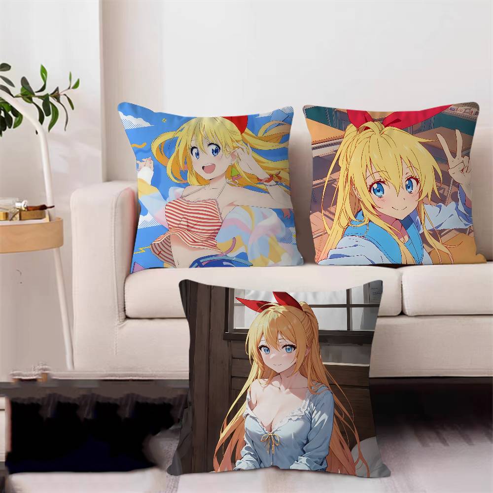 Anime K-Kirisaki-Chitoge Pillow Gift Home Office Decoration Bedroom Sofa Car Cushion Cover Case 45x45