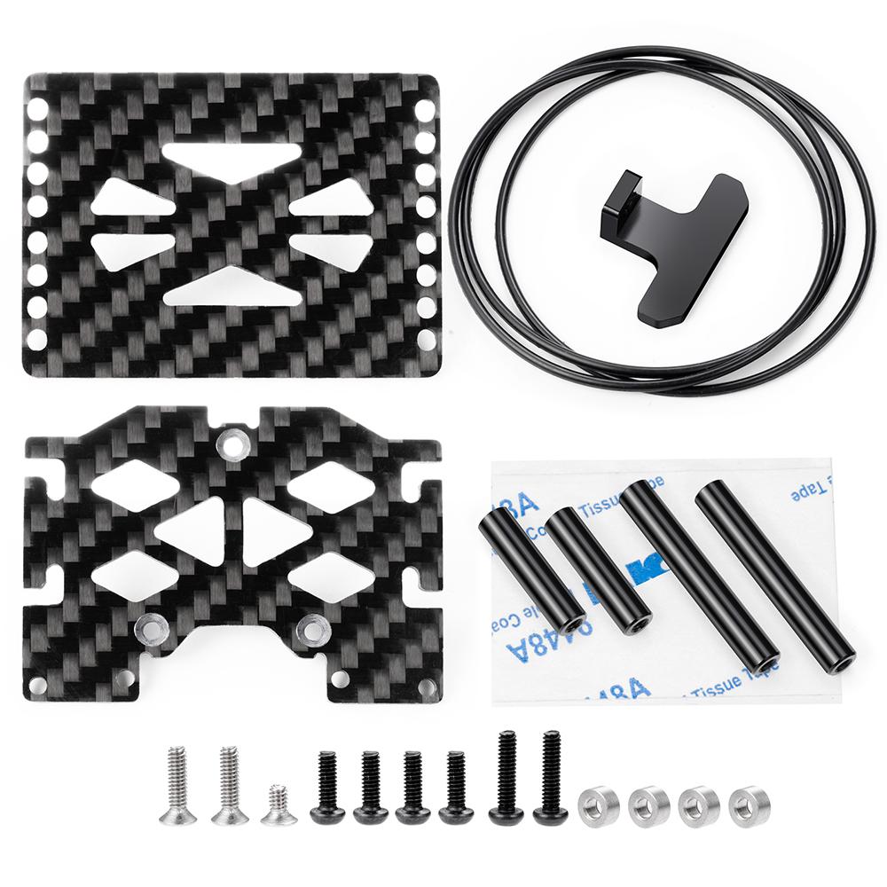 AXSPEED Carbon Fiber&Aluminum Battery Tray /Double Layer ESC Mounting Plate for TRX4M TRX4-M 1/18 RC Crawler Car Upgrade Parts