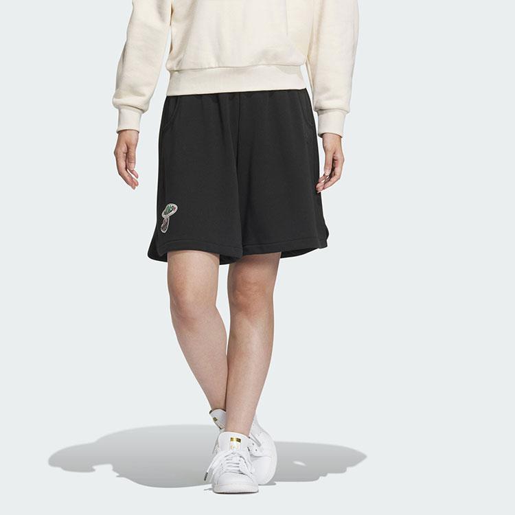 Adidas Holiday Graphic Mid-Rise Loose Casual Shorts Women Bottoms Black IW6302
