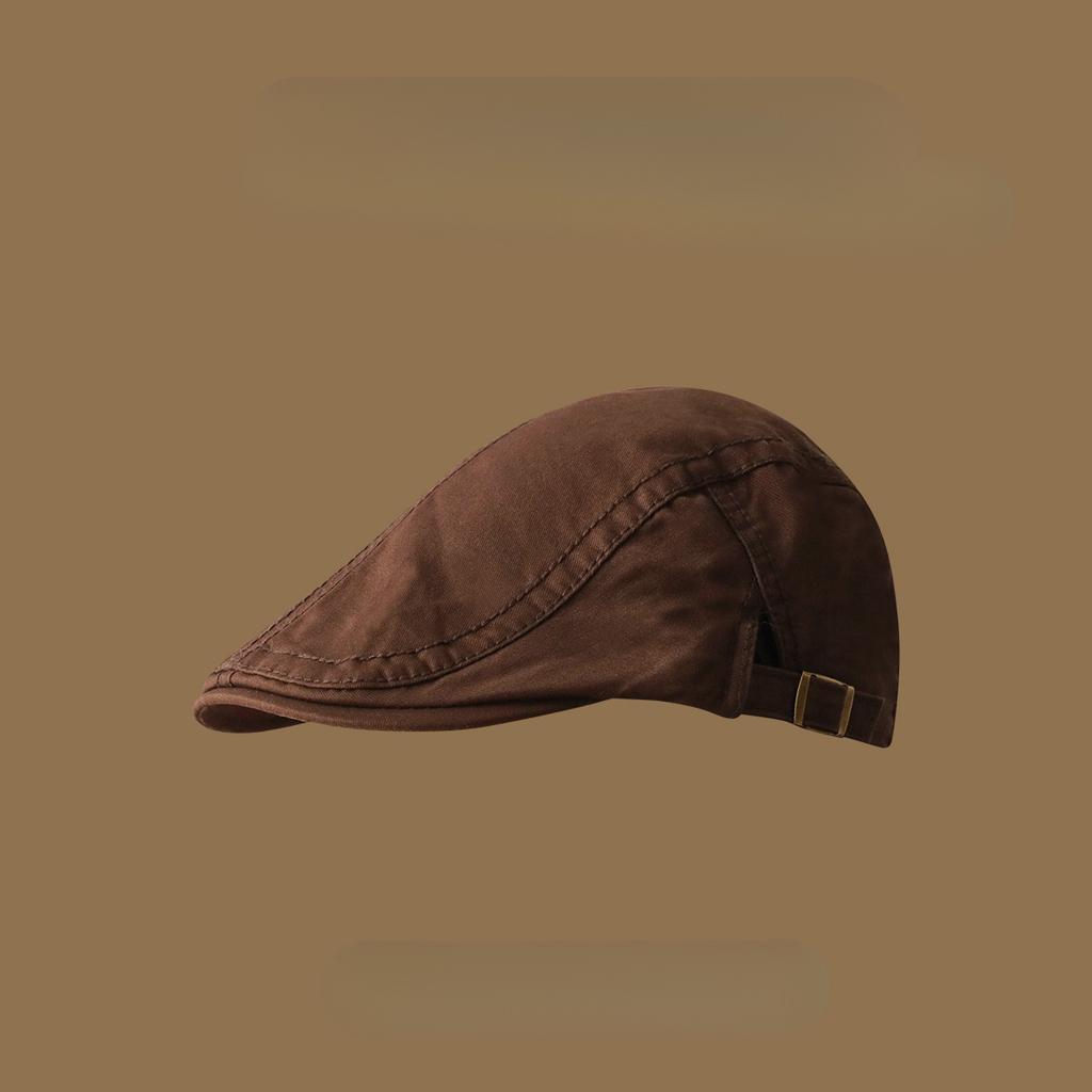 Four seasons pure cotton forward hat solid color retro British style newsboy hat women's simple and versatile literary beret men