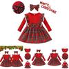 Toddler Xmas Plaid Printed Long Sleeve Christmas Dress