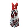 Women's Lace Up Full Floral Sexy Halter Long Dresses