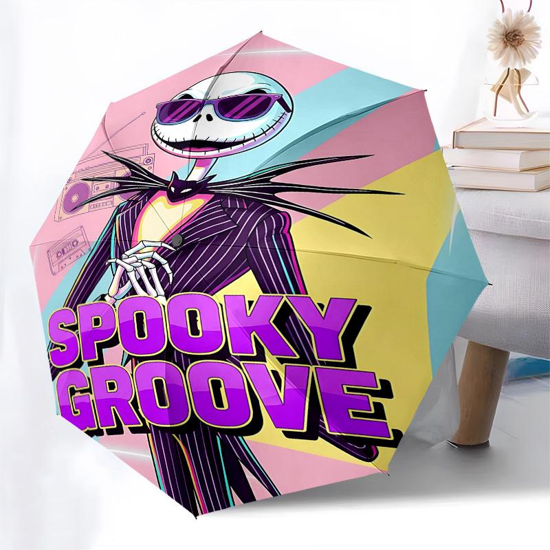 Nightmare Before Christmas Themed Automatic Opening and Closing Umbrella, Brightly Colored 8-rib Portable Umbrella, Suitable for Men and Women, A Perf