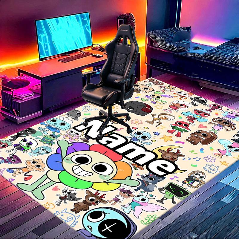 Custom Name Personalized Dandy's World Print Carpet, Versatile Home Decor Rug, for Playroom, Apartment, Balcony, Entryway, Hallway Gift