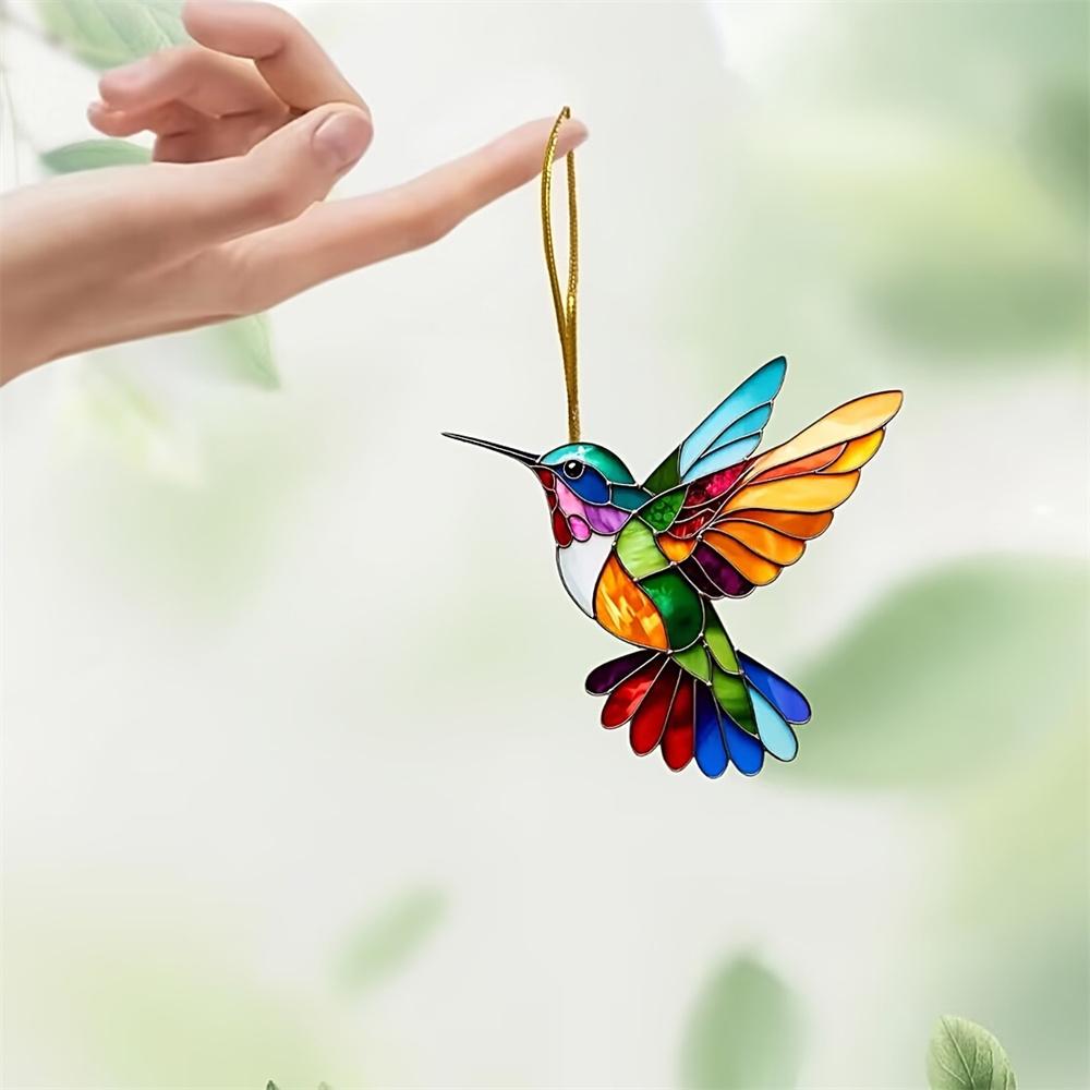 Acrylic Colorful Hummingbird Sun Catcher Rainbow Bird Wind Chimes Crafts Hanging Decor For All Seasons Home Garden Ornament