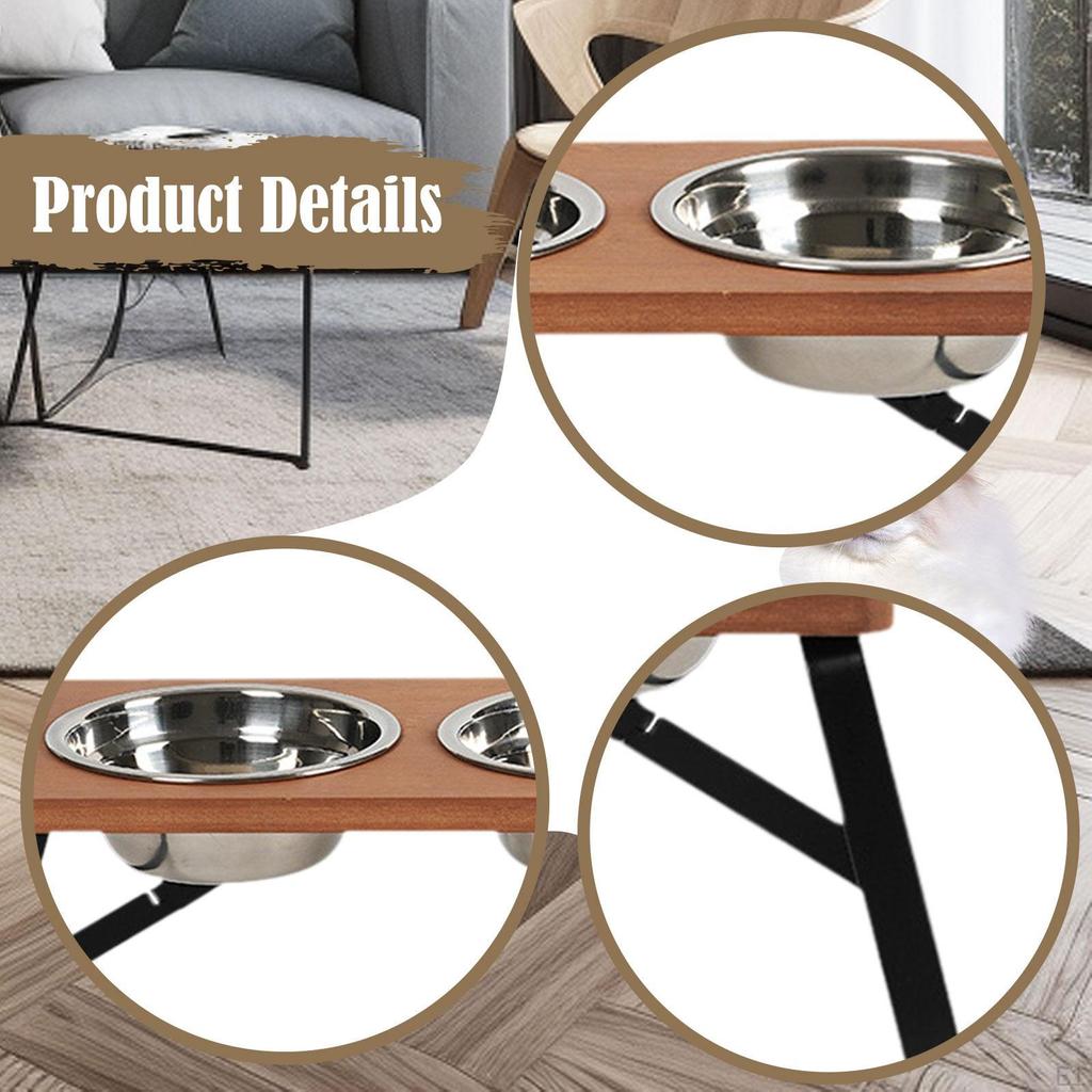 Cat Feeding Bowls Dishes Set of 3 Easy To Clean with Stand Feeder Anti Vomiting for Indoor