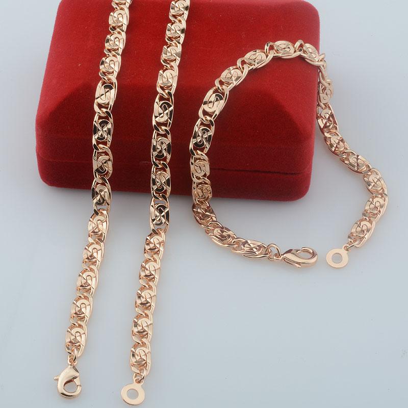 Tuiying-003 Jewelry & Bijouterie Women's Gold 585 Rose 6Mm Carved Chain Set Unisex Fashion Jewelry