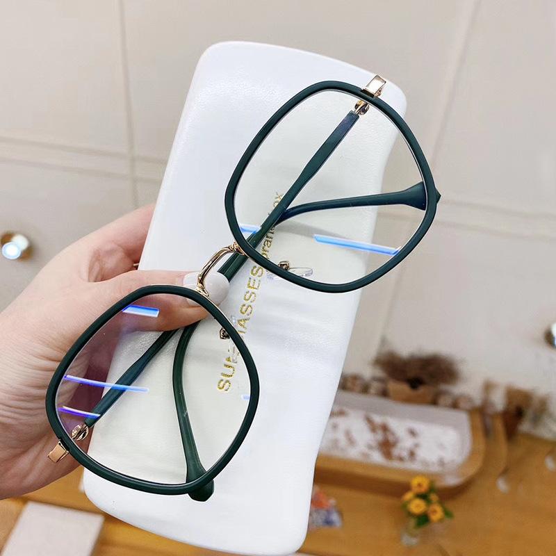 Anti Blue Light Myopia Glasses Women Clear Green Irregular Big Frame Computer Eyeglasses Elegant Female Prescription Glasses -2