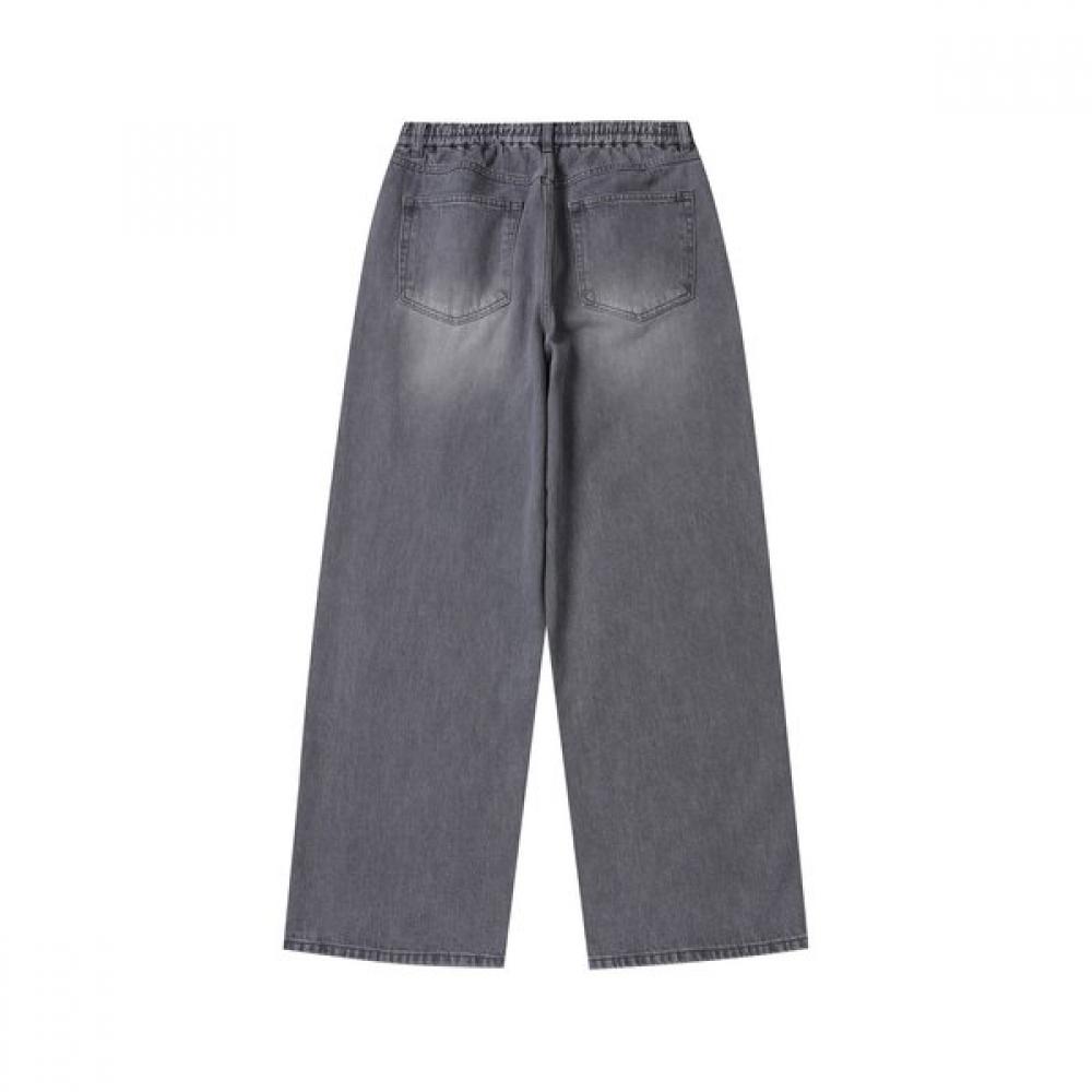 Customellow Gray Wide Fit Banding Jeans Cwpam25390gyl