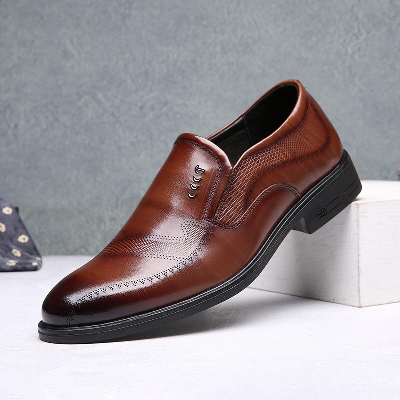 2025 new men's leather shoes office dress business gown men's shoes Wenzhou black leather single shoes wedding shoes