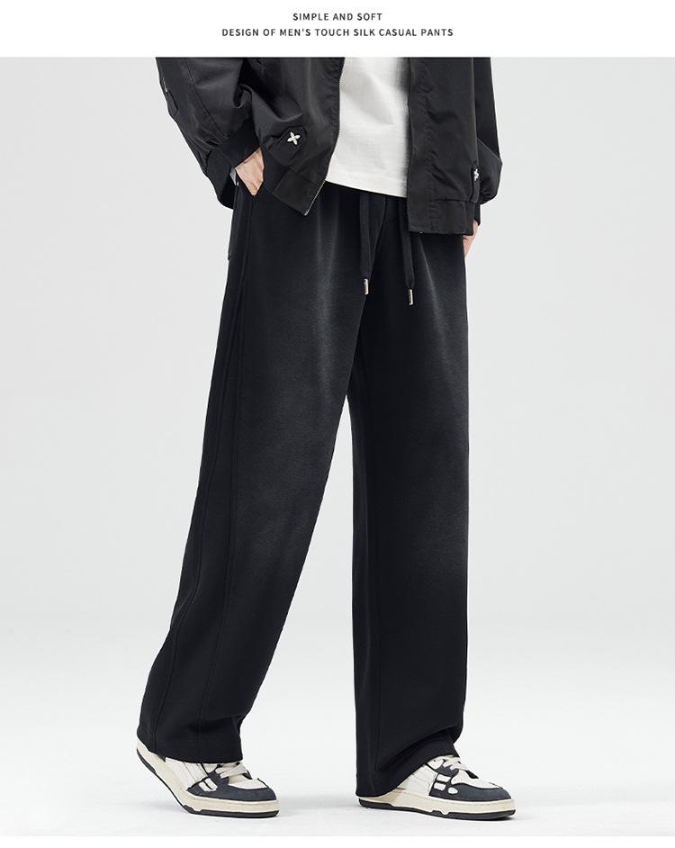 Pánské fleecem podšité tepláky s rovnými nohavicemi - Podzim/Zima 2024 Těžká váha pro volný čas