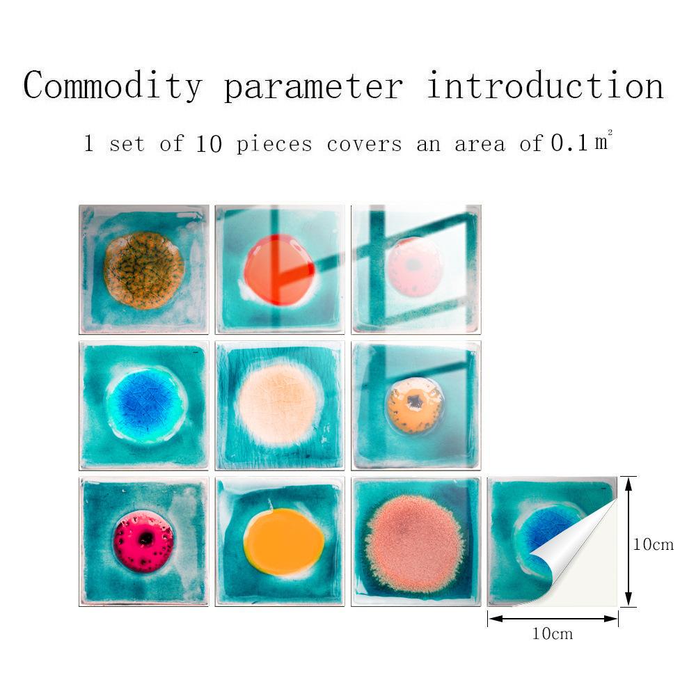10Pcs Flower Marble Retro Tiles Wall Stickers Imitation Brick Bedroom Decoration Waterproof Self Adhesive Tile Kitchen Cupboard Decor