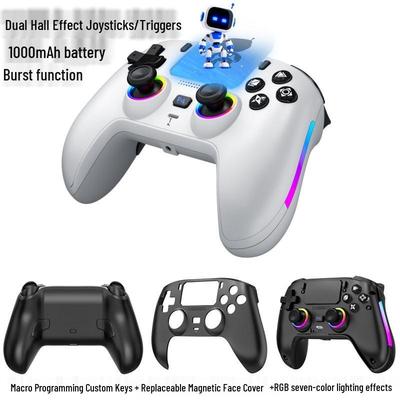 PS4 Wireless Bluetooth Game Controller with Hall Effect Triggers, Magnetic Faceplate, RGB Lights, Dual Vibration, and Six-Axis Gyroscope.