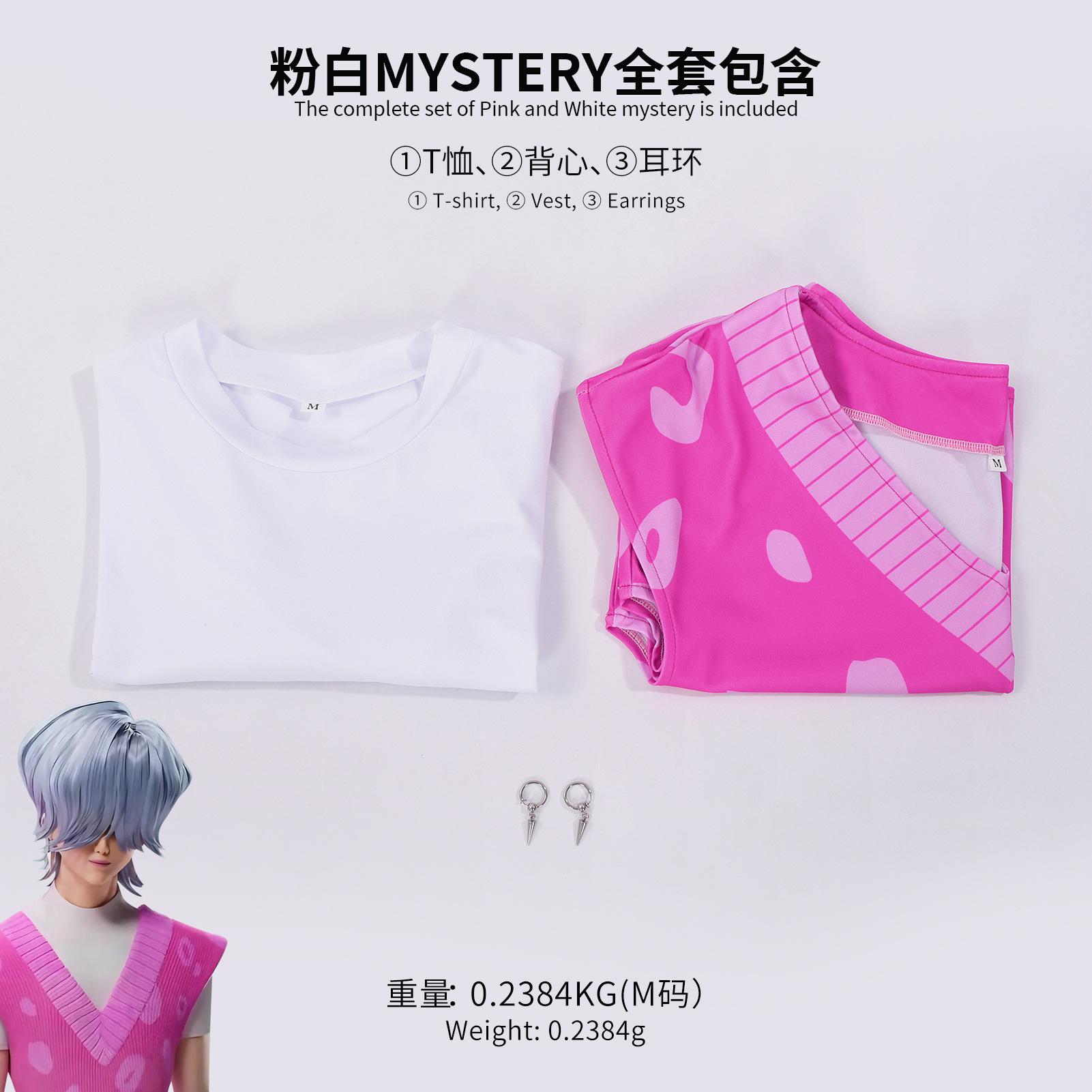 

K-Pop Demon Hunter Mystery Cosplay Costume Shaka Boys Devil Boy Group Anime Pink-White Shirt XXL