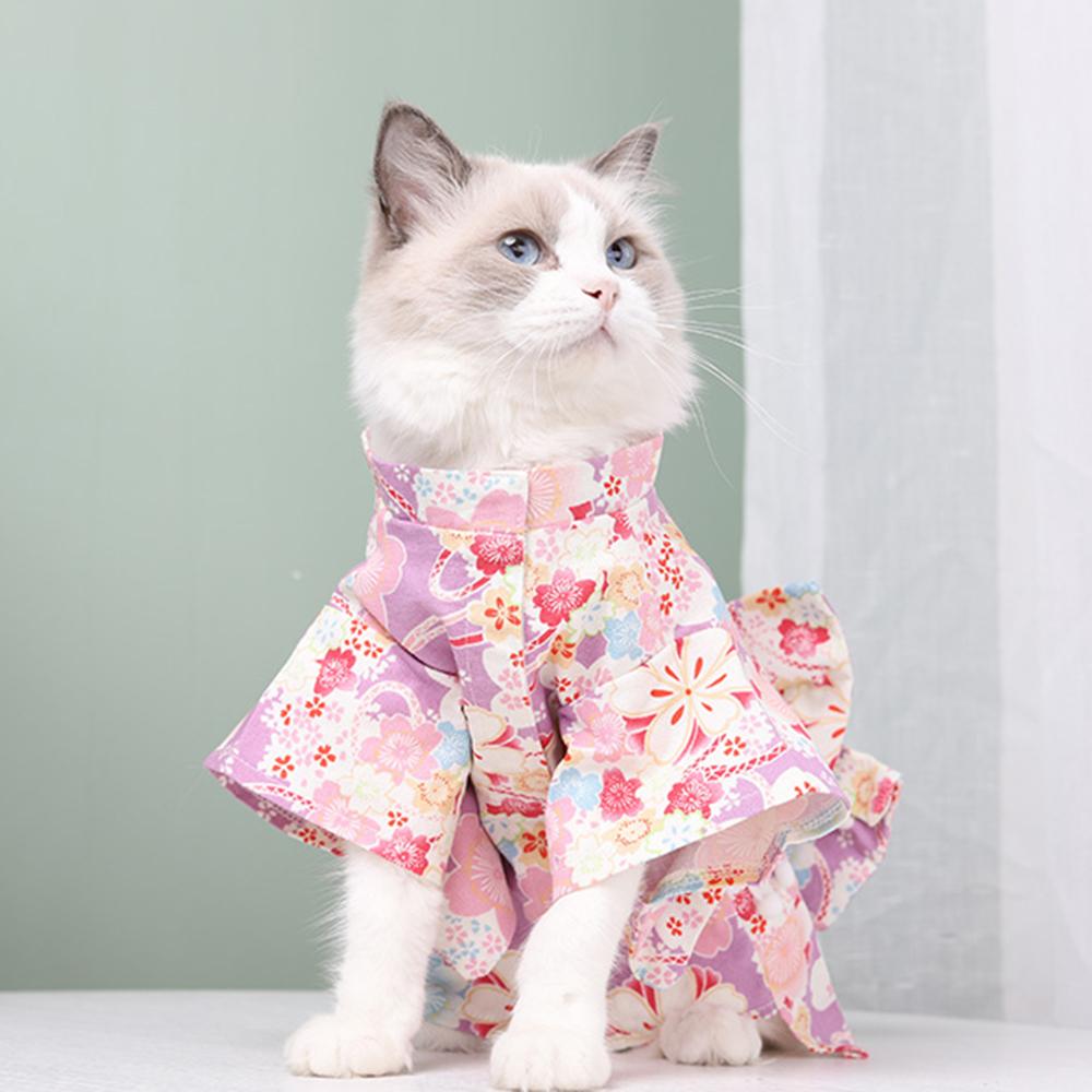 Abbigliamento Gatto Sphynx Retrò Giapponese per Gatti Gotas Stampa Fiore di Ciliegio Kimono per Animali Domestici Costume Chinchilla Persiano mascotas Vestiti