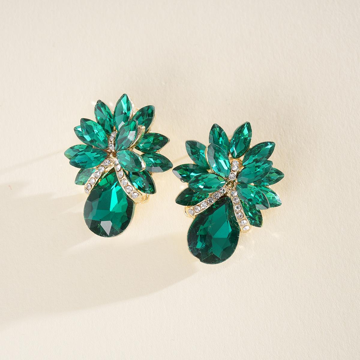 Light Luxury Diamond Water Drop Flower Silver Needle Earrings Fashion Personality Earrings Sense Earrings