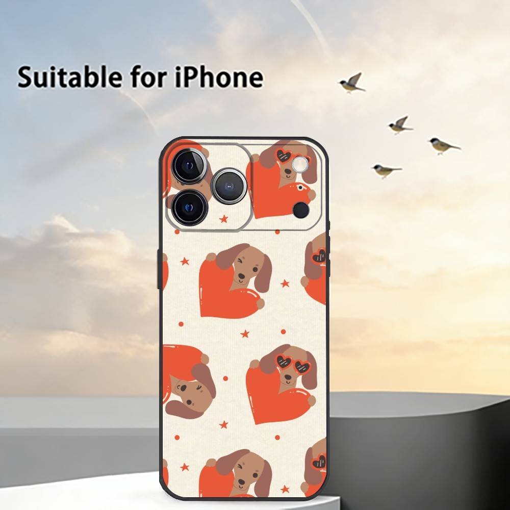 Cute Dachshund Sausage D-Dog Phone Case For iPhone 17, 16,15,14,13,12,11 Plus,Pro Max, Others Soft Black Cover