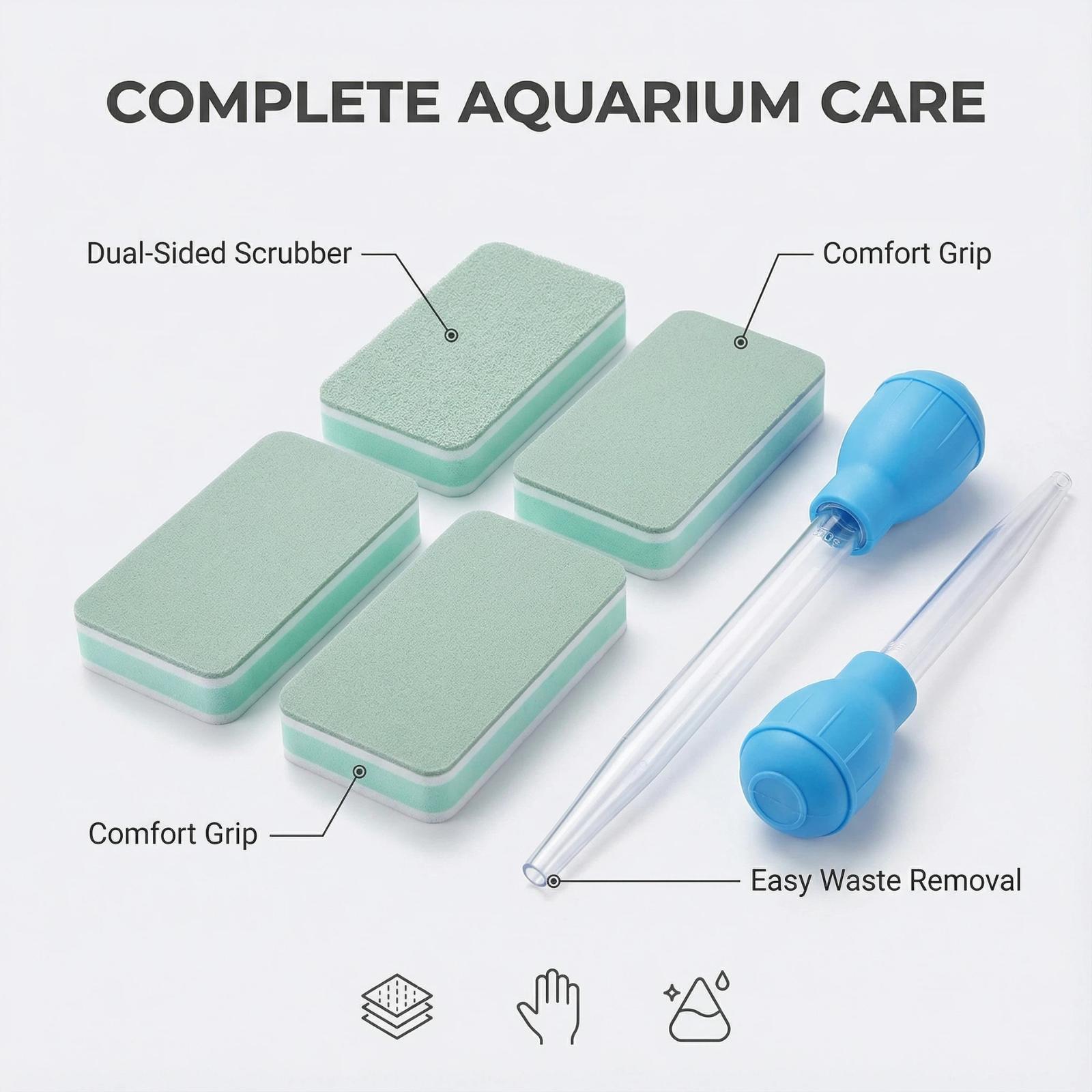 

Fish Tank Cleaning Set, Including Feces Suction Device, Feces Suction Device Scale Glass Cleaner, And Brush One Size