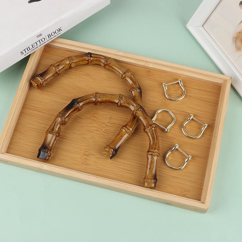 Manici per Borsa a Forma di U Imitazione Bambù 1/2 Pezzi Manico per Borsa da Donna Fai-da-te Borsa Fatta a Mano con Fibbia a Collegamento Parte di Accessori per Borse