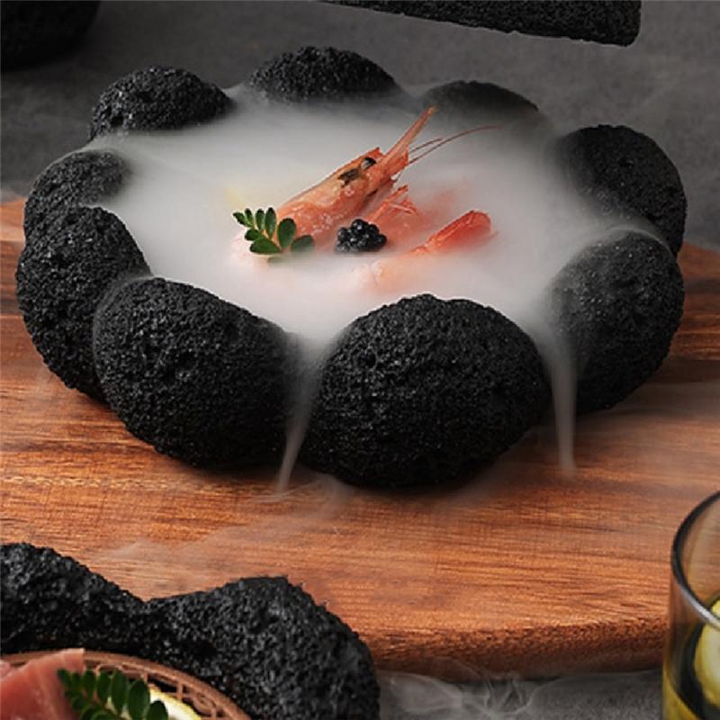 Japanese Tableware Rock Sushi Plate Coal Ball Volcanic Stone Swing Plate El Dining Plate Sushi Dish Plate Premium
