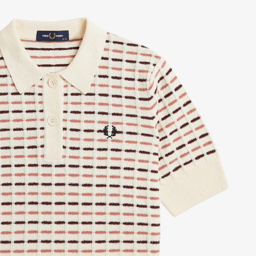 Fred Perry [Womens] Boucle Knit Polo Shirt - Silky Peach Afpf2519134-R33