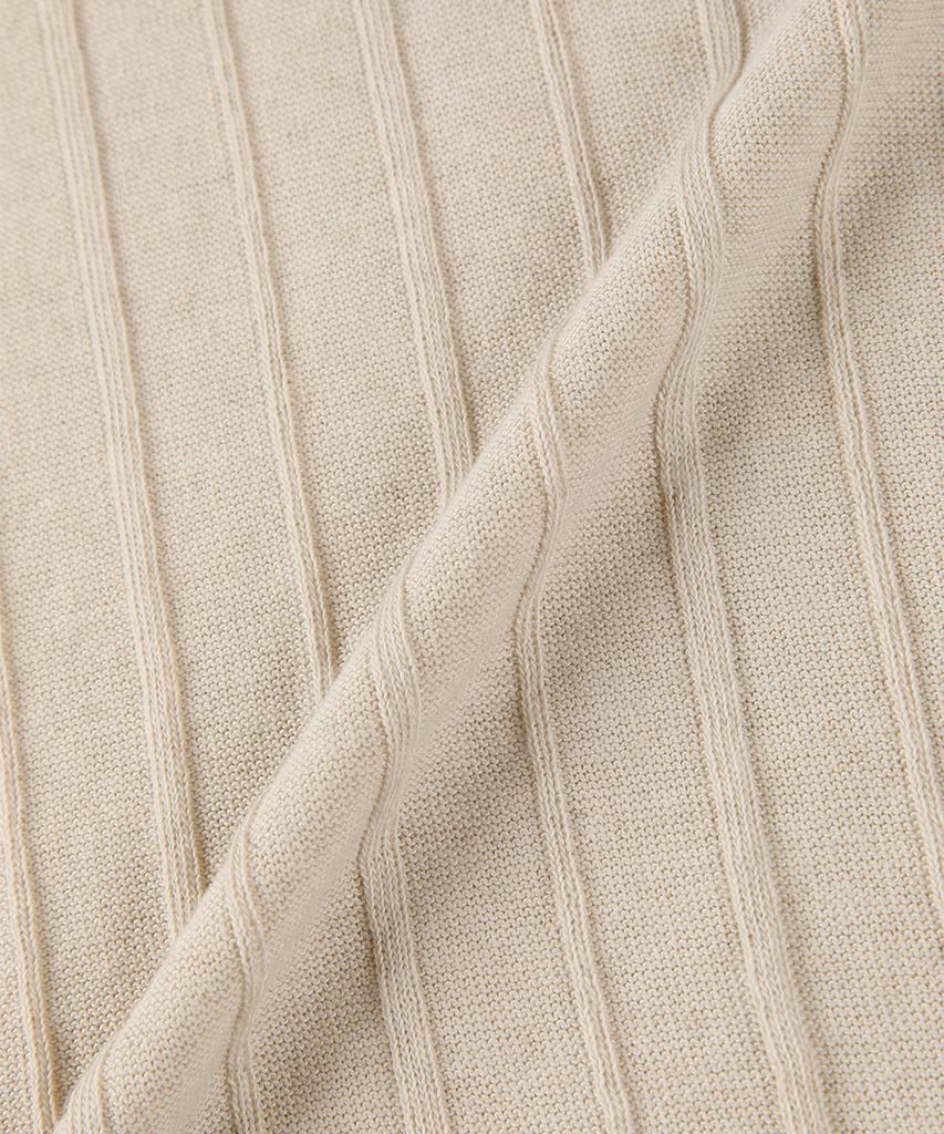 PANICALE Beige Striped Linen Polo Shirt