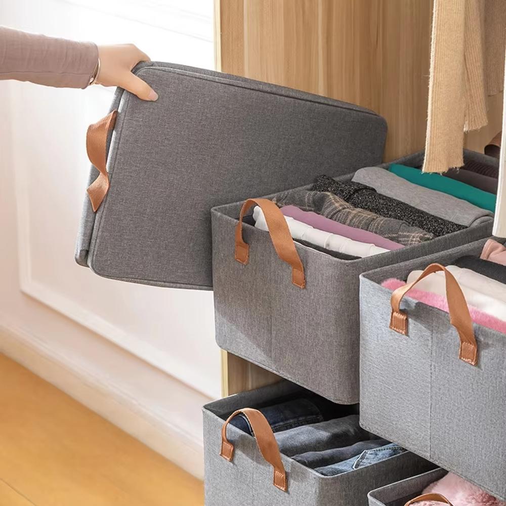 1/3/4pcs Clothing Storage Box Wardrobe Organizer Drawer Non-woven Fabric Trousers Storage Basket Foldable Uncovered Storage Box