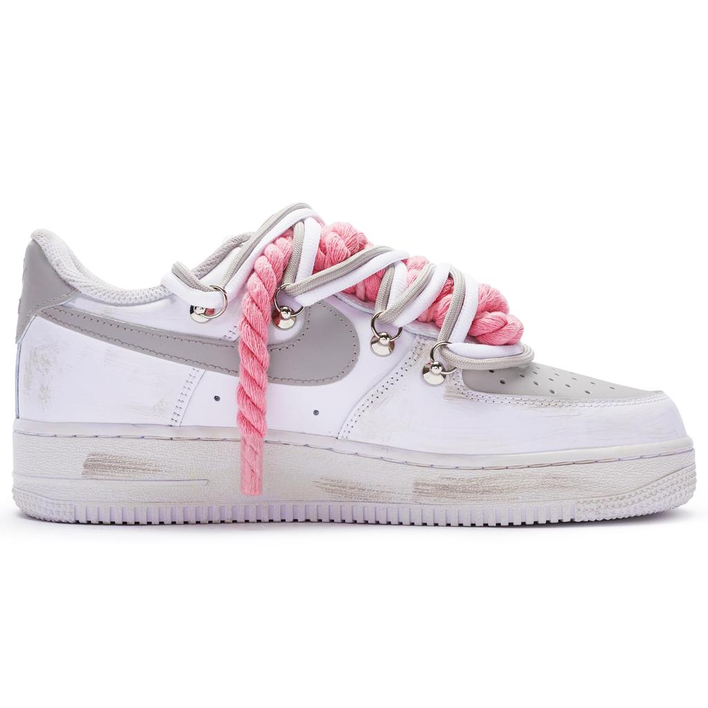 Nike Air Force 1 '07 ''T10'' Leather Slip Resistant Abrasion Resistant Low top Skateboard Shoes Men's White Gray CW2288-111(Team80-''T10'')